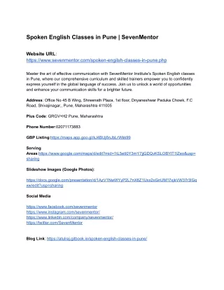 Spoken English Classes in Pune _ SevenMentor