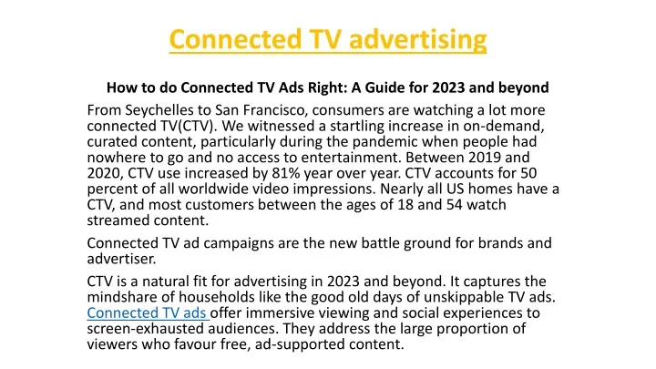 PPT - Connected TV Advertising PowerPoint Presentation, Free Download ...