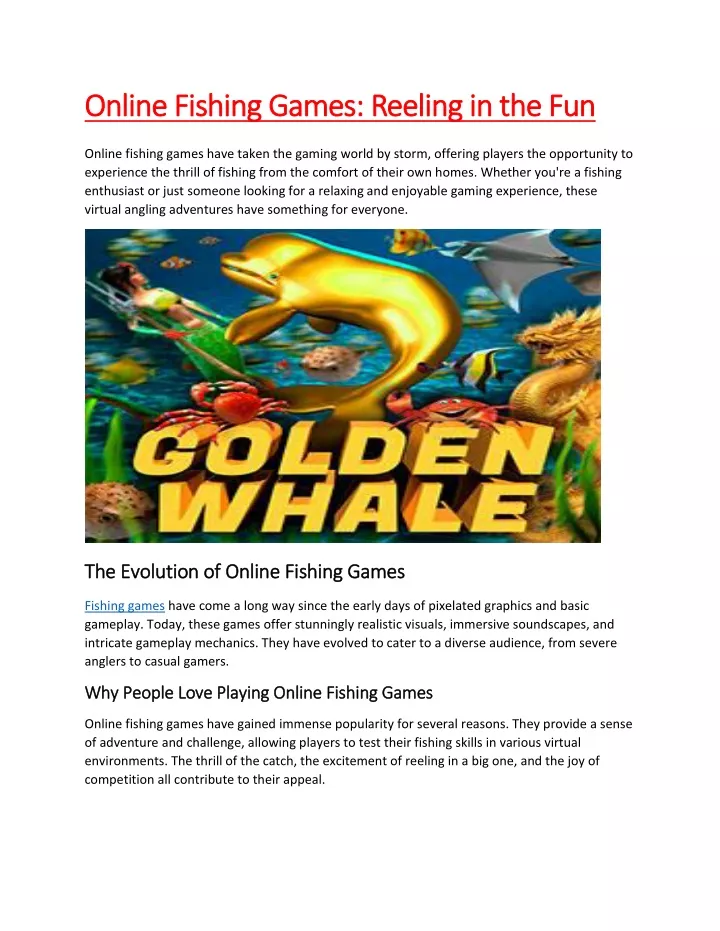 online fishing games reeling in the fun online