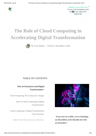 The Role of Cloud Computing in Accelerating Digital Transformation In November 2023