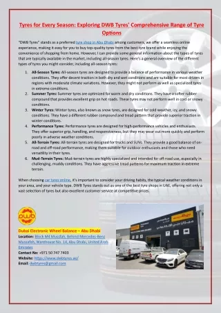 tyres for every season exploring dwb tyres