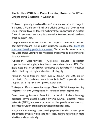 btech live cse mini deep learning projects