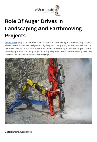 Role Of Auger Drives In Landscaping And Earthmoving Projects