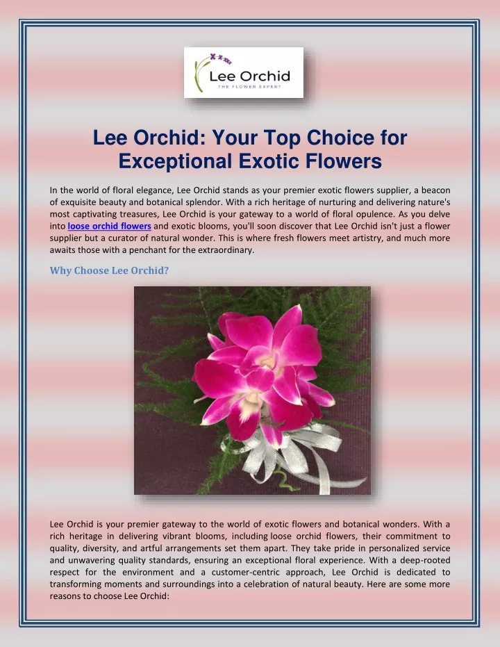 lee orchid your top choice for exceptional exotic
