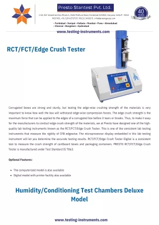 Ring Crush Tester & Conditioning Chamber Supplier: Testing-Instruments