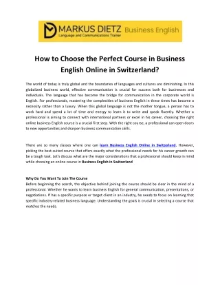 How to Choose the Perfect Course in Business English Online in Switzerland