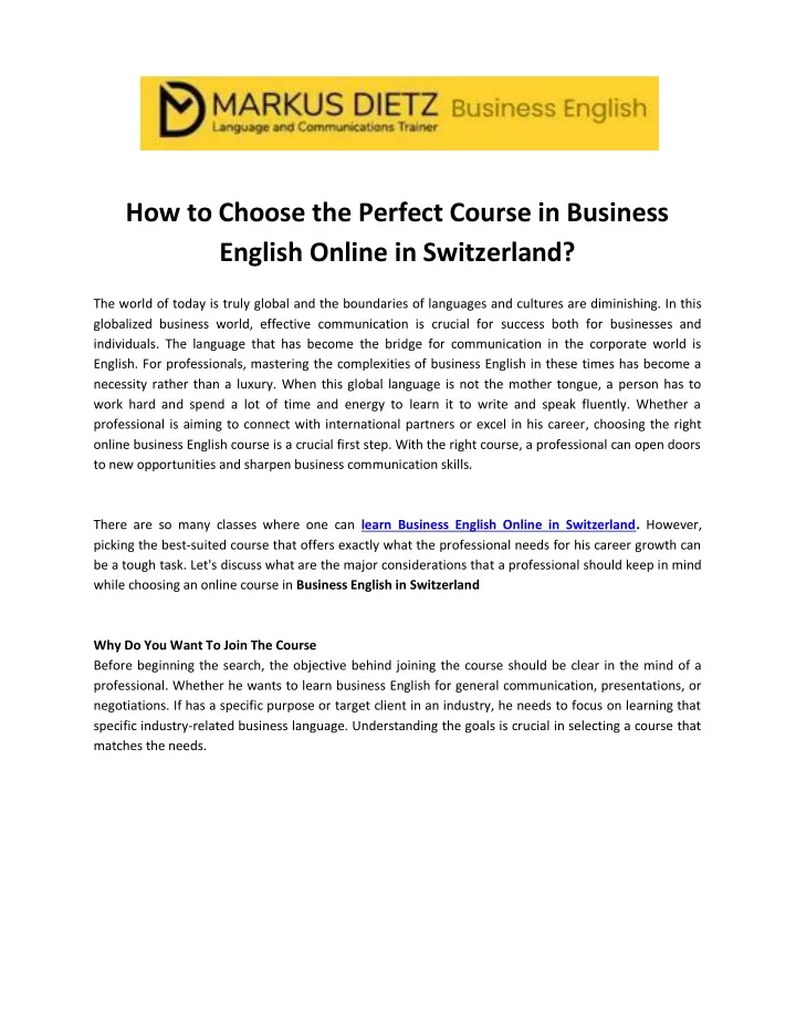 how to choose the perfect course in business