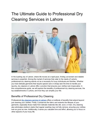 The Ultimate Guide to Professional Dry Cleaning Services in Lahore