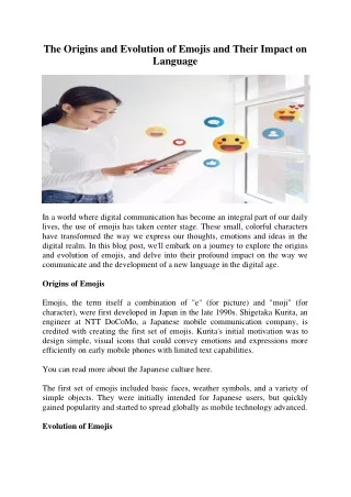 the origins and evolution of emojis and their