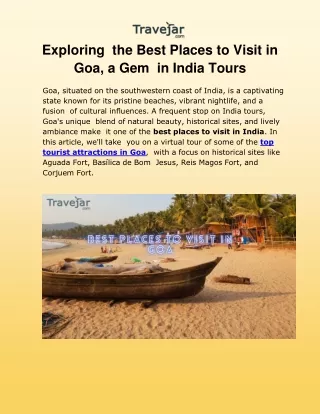 Goa Tourist Attractions_ Exploring the Best Places to Visit in Goa, a Gem in India Tours