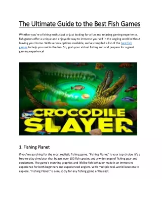 The Ultimate Guide to the Best Fish Games