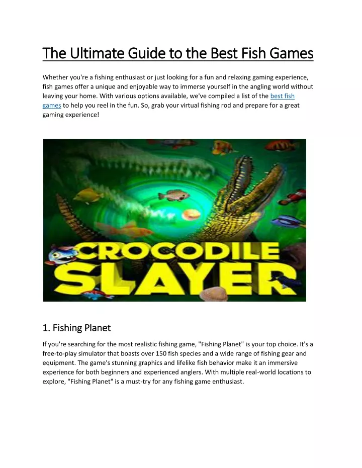 the ultimate guide to the best fish games