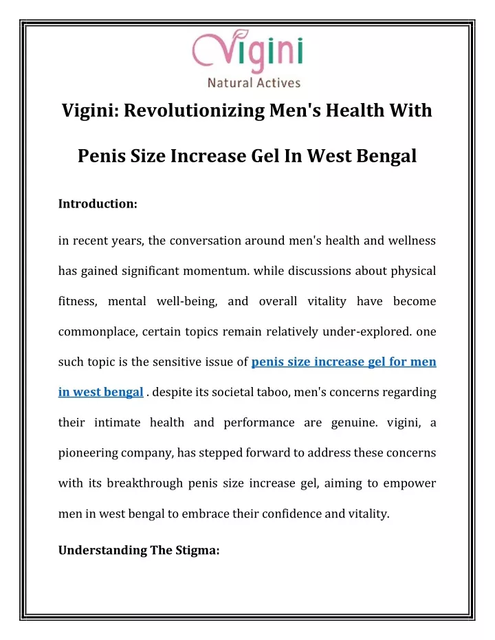 vigini revolutionizing men s health with