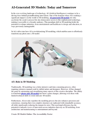 ai generated 3d models today and tomorrow