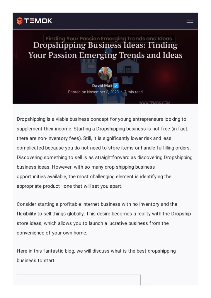 dropshipping business ideas finding your passion