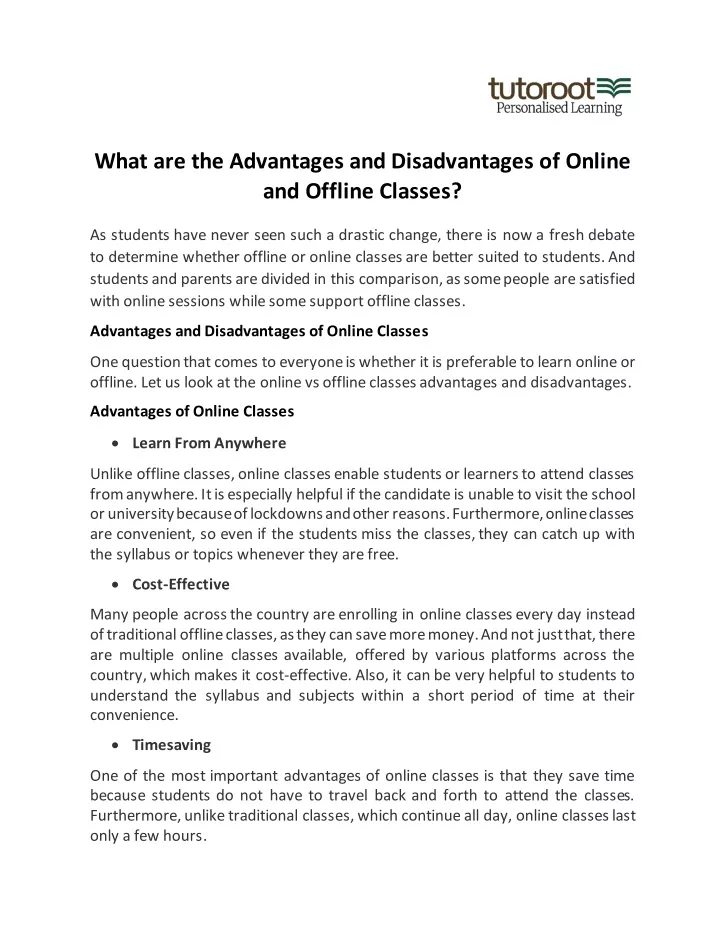 PPT - What Are The Advantages And Disadvantages Of Online And Offline ...