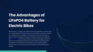 The Advantages of LiFePO4 Battery for Electric Bikes