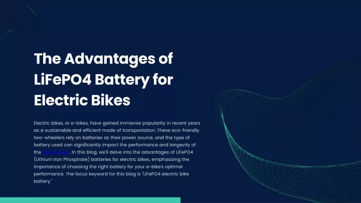 the advantages of lifepo4 battery for electric