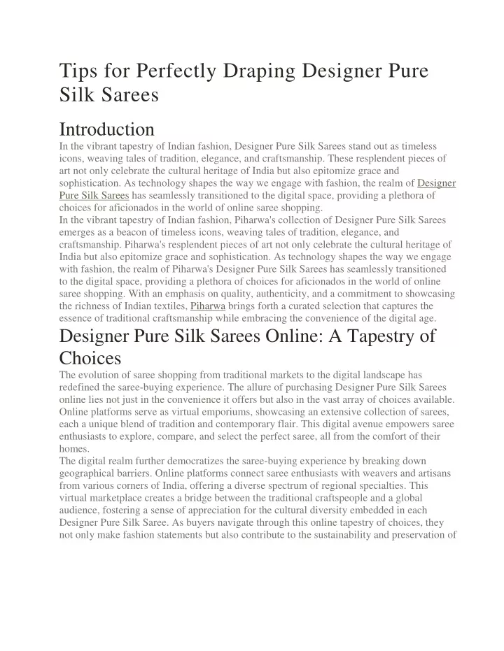 tips for perfectly draping designer pure silk
