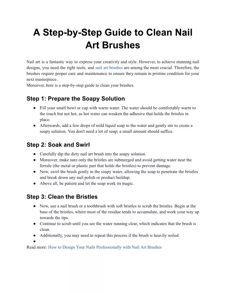 a step by step guide to clean nail art brushes