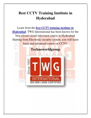 best cctv training institute in hyderabad