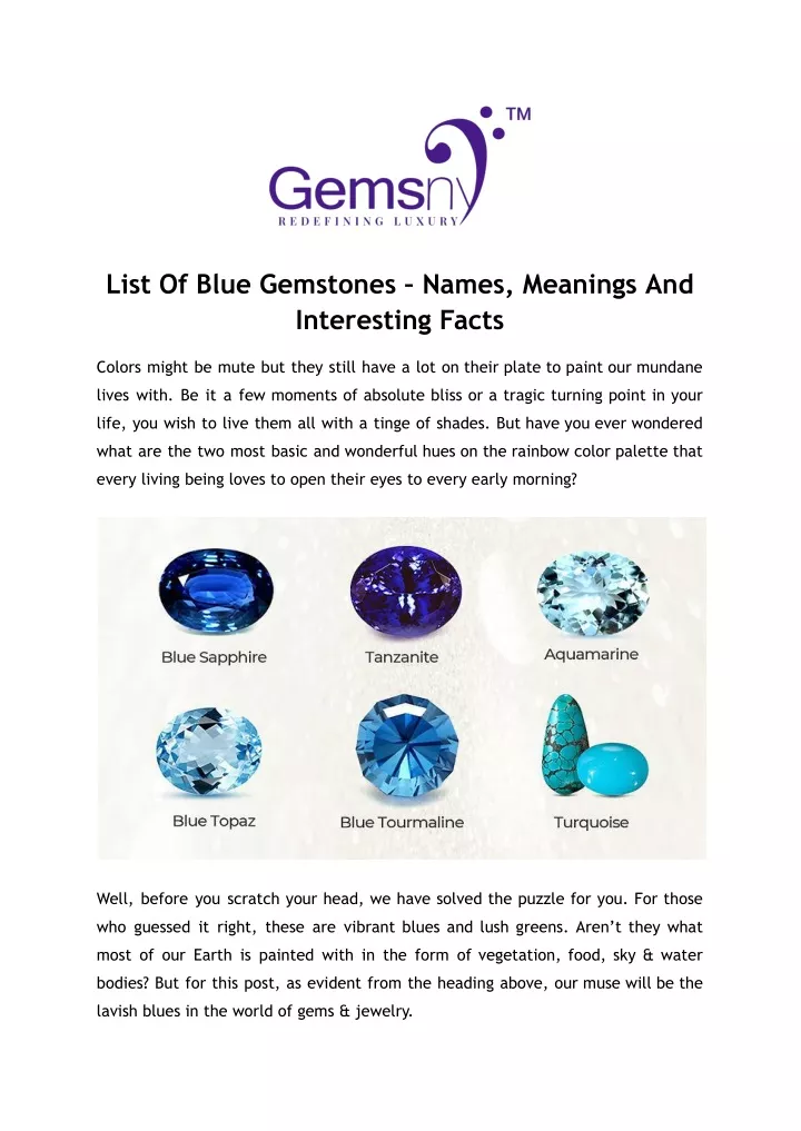 list of blue gemstones names meanings