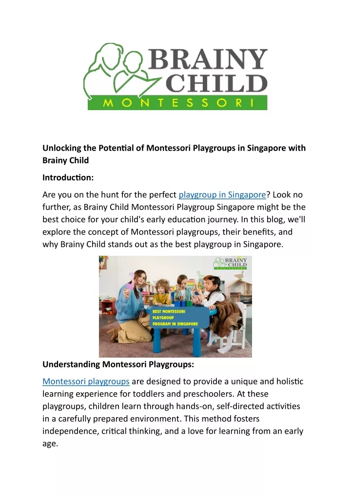 unlocking the potential of montessori playgroups
