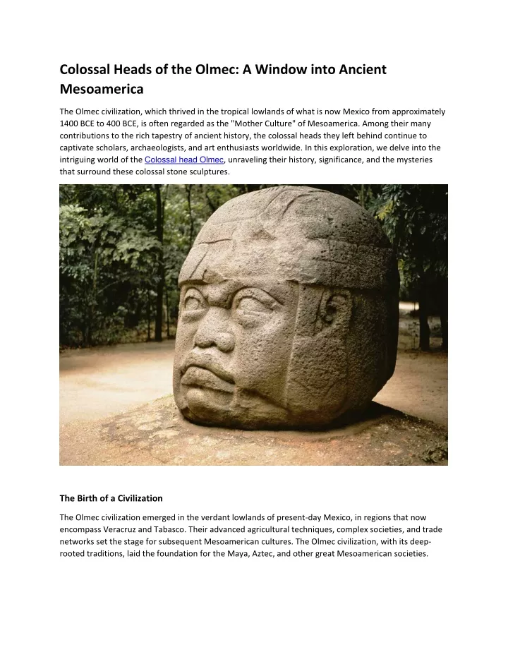 colossal heads of the olmec a window into ancient