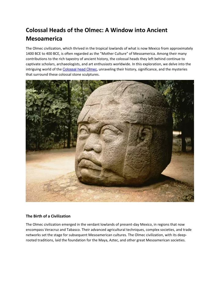 PPT - Colossal Heads Of The Olmec: A Window Into Ancient Mesoamerica ...