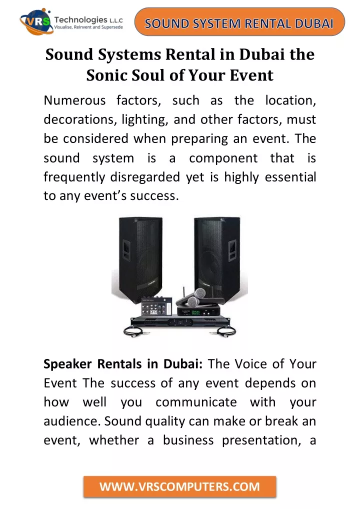 sound systems rental in dubai the sonic soul