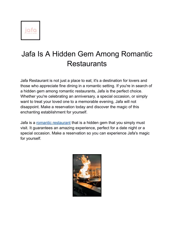 jafa is a hidden gem among romantic restaurants