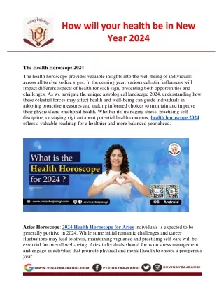 How will your health be in New Year