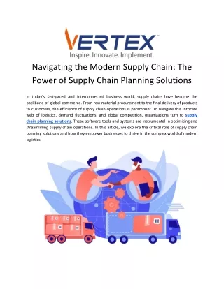 Supply Chain Planning Solutions