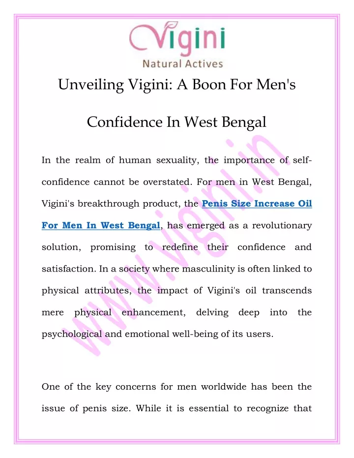 unveiling vigini a boon for men s