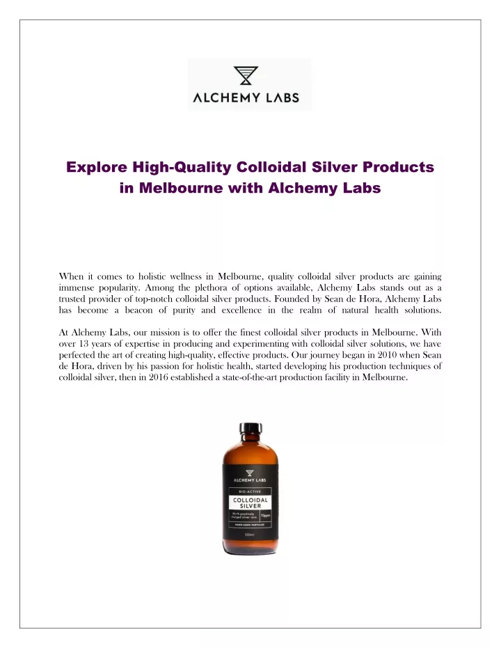 explore high quality colloidal silver products