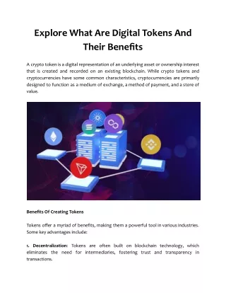 explore what are digital tokens and their benefits