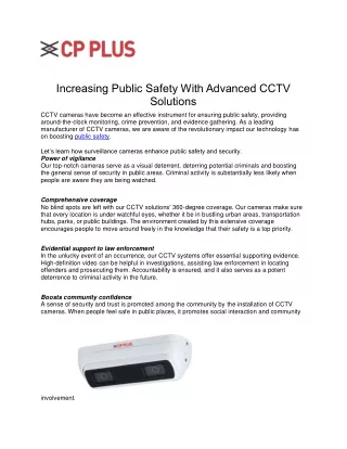 Increasing Public Safety With Advanced CCTV Solutions