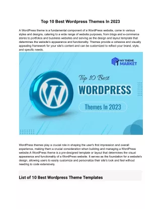 Top 10 Best Wordpress Theme For 2023