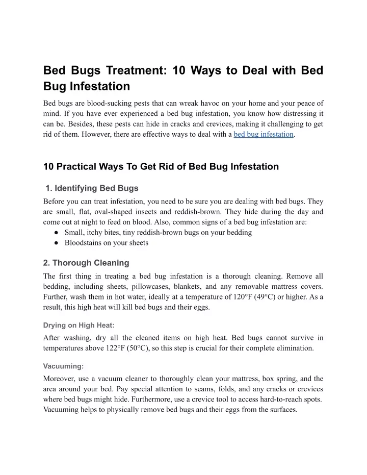 bed bugs treatment 10 ways to deal with