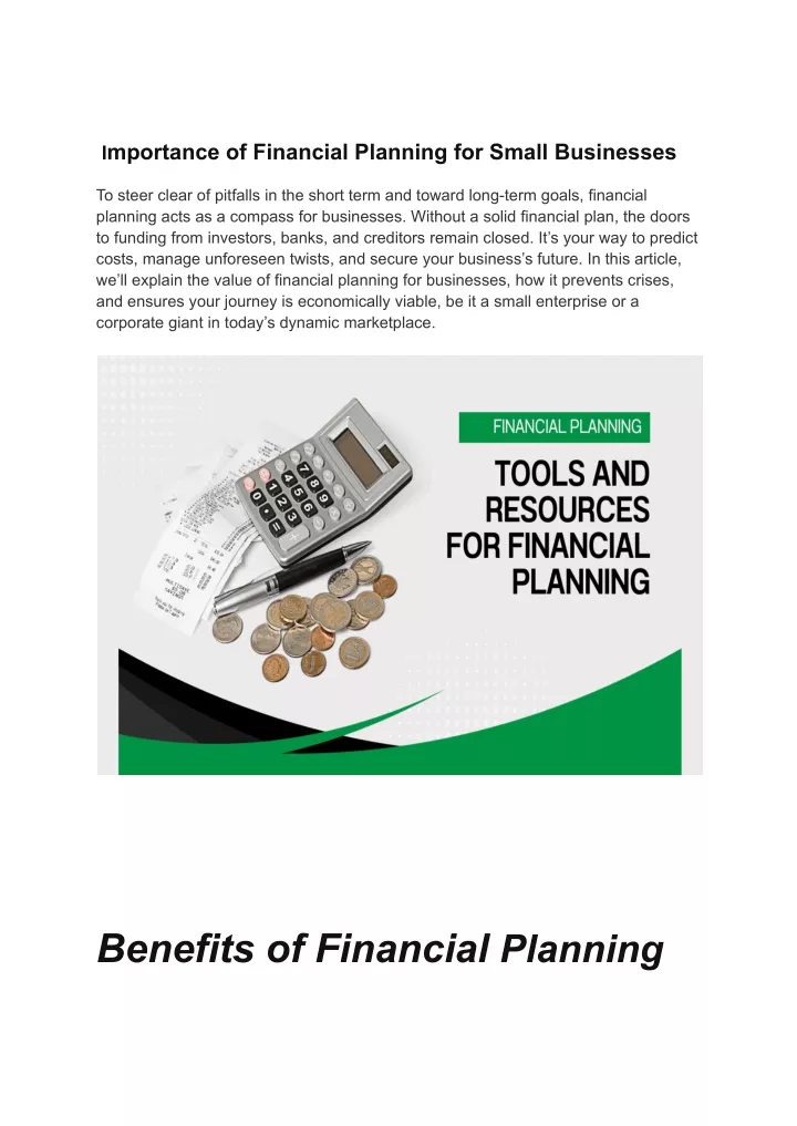 i mportance of financial planning for small