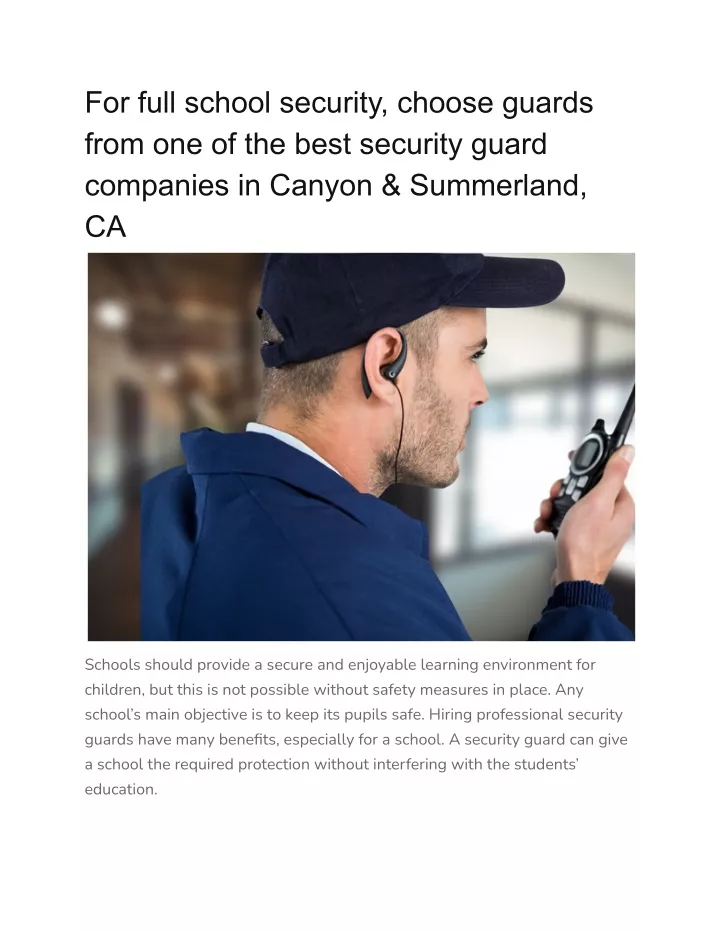 for full school security choose guards from