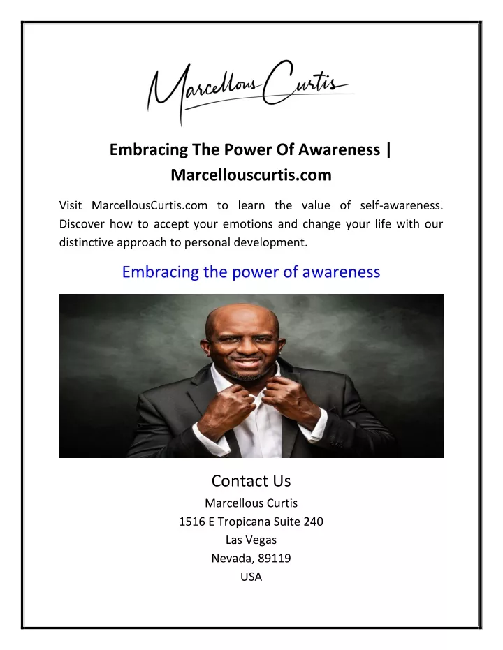 embracing the power of awareness marcellouscurtis