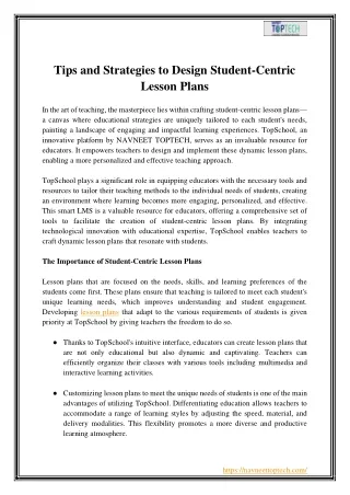 tips and strategies to design student centric