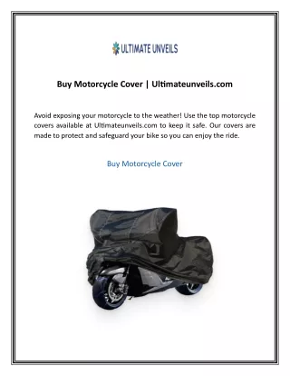Buy Motorcycle Cover  Ultimateunveils
