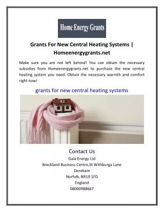 grants for new central heating systems