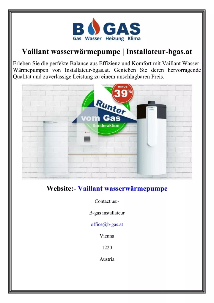 vaillant wasserw rmepumpe installateur bgas at
