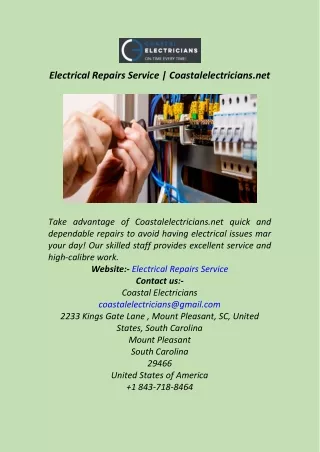 Electrical Repairs Service  Coastalelectricians.net