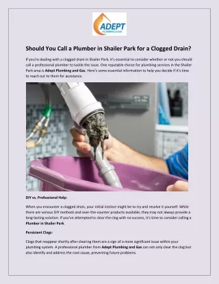 Should You Call a Plumber in Shailer Park for a Clogged Drain