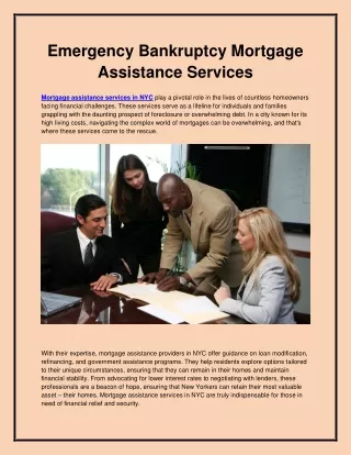 Emergency bankruptcy mortgage assistance services