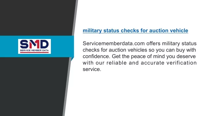 military status checks for auction vehicle